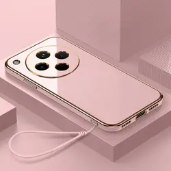 Luxury Square Plating Shockproof Phone Case for OPPO Find X7 Pro (Pink)