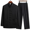 Chinese Style Cotton Linen Tang Suit Casual  Spring Autumn Men's Long-sleeved Shirt Pants Two-pieces Fashion Men Sets 5