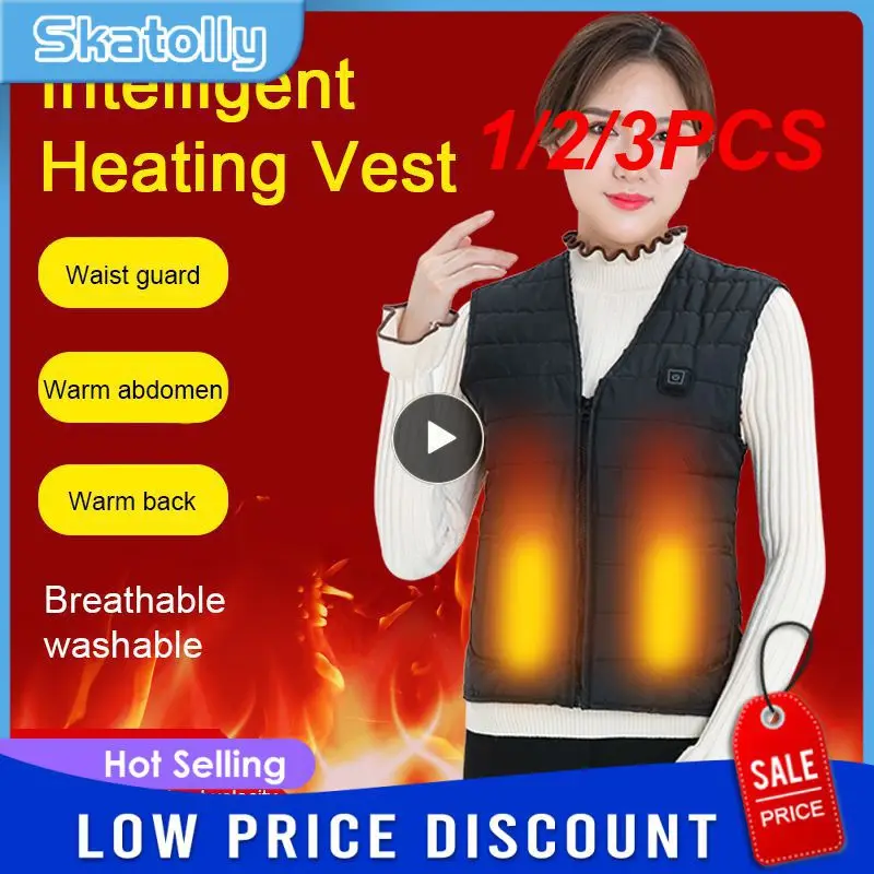 

1/2/3PCS Washable Heated Vest 5 Heating Zones USB Cold-Proof Waistcoat Infrared Electric Heating Vest Heated Clothing Winter