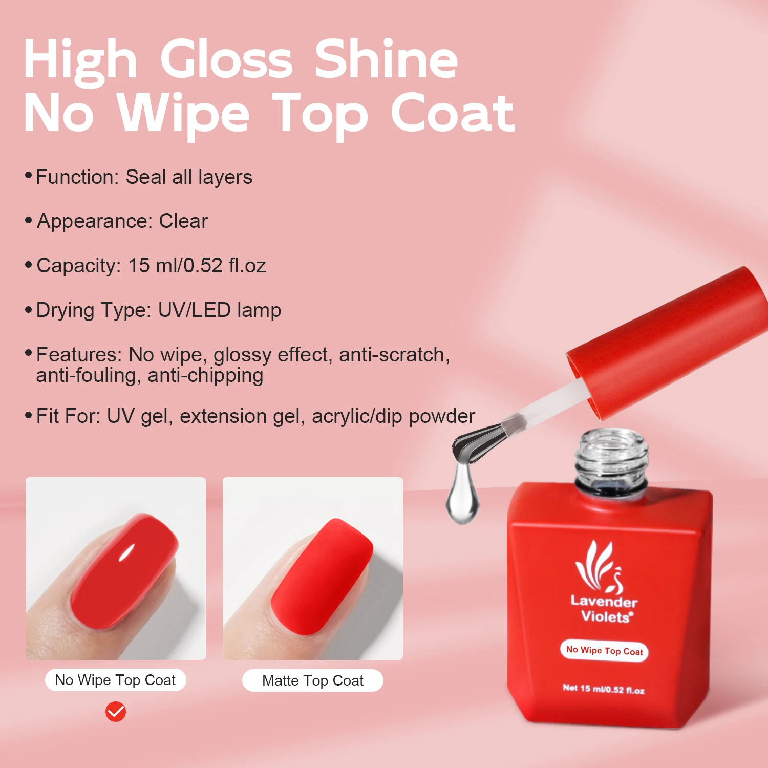 3pcs 15ml No Wipe Glossy Top & Matte Top Coat and Glow in the Dark Top Coat, Soak Off Gel Nail Polish for Nail Art Manicure 3