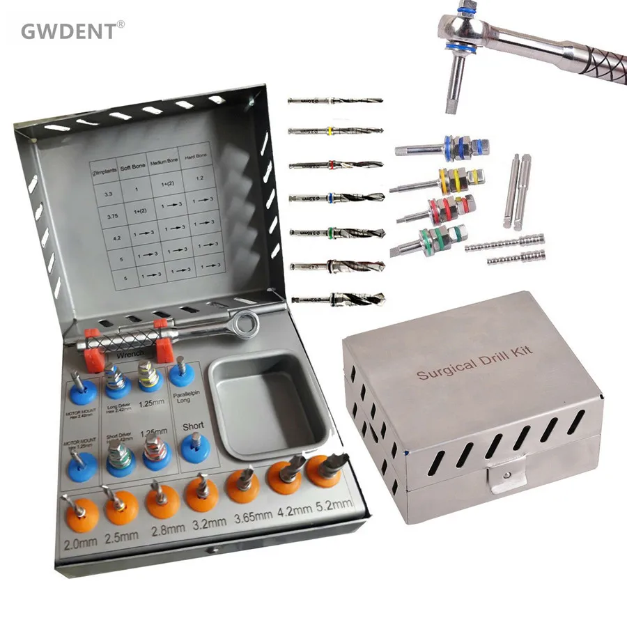 16 Teile/satz GWDENT Dental Chirurgische Bohrer Kit/Treiber Ratsche/Dental Implantate Chirurgische Instrumente