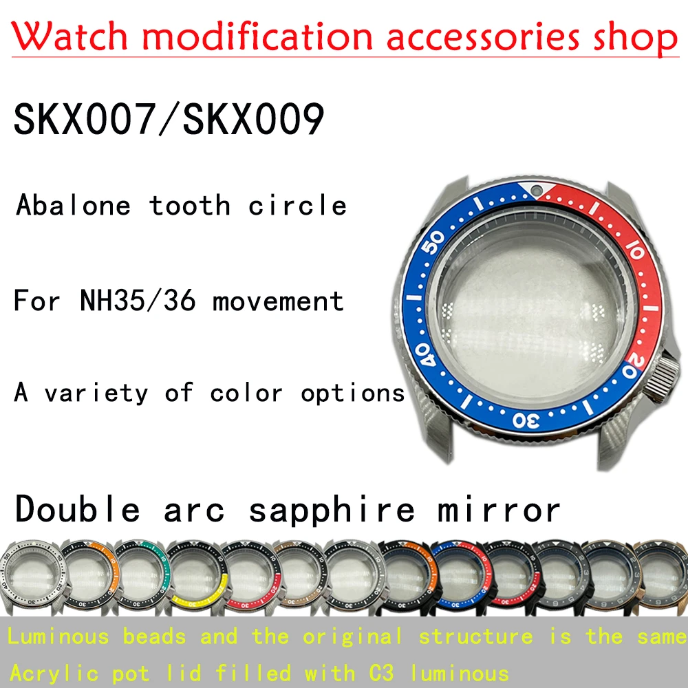 Seiko Skx007 Modified Watch Case Nh35a/nh36a/4r35/6r35 Movement Dedicated  Double Arc Sapphire Crystal Ceramic Bezel Watch Parts - Watch Cases -  AliExpress