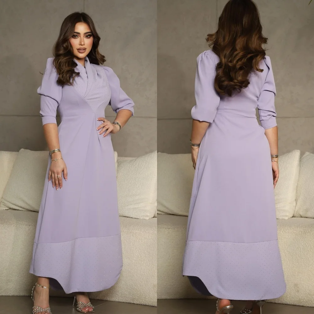 

Prom Dress Saudi Arabia Evening Jersey Draped Pleat Criss-Cross Graduation A-line High Collar Bespoke Occasion Gown Midi Dresses