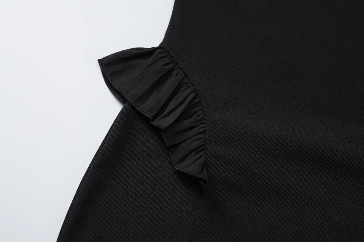 Autumn Ruffled Patchwork Mini Dress Women's Long Sleeve High Waist Fashion Elegant Dress Ladies Skinny Party Dress