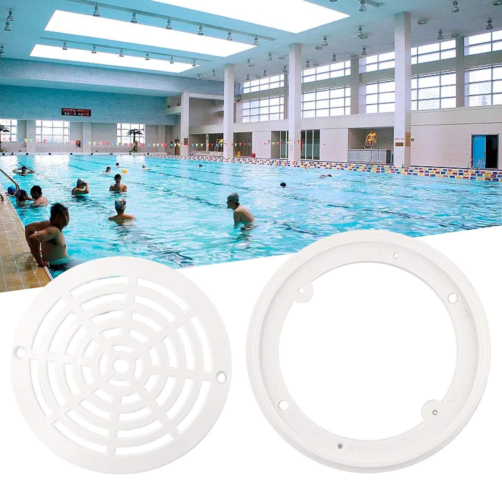 

None Drain Cover Swimming Pool Main Drain Cover Universal White With Screws 8Inch ABS Plastic Cover Replacement