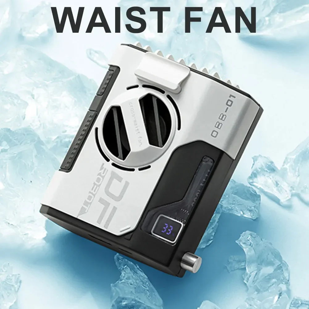 Fan 5000mAh Portable Waist Clip Fan Hanging Neck Fan with Power Bank 5 Speeds Strong Airflow for Travel Courier Outdoor Working