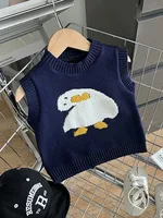 Autumn Newborn Baby Boy Girl Duckling Knitted Round Neck Vest For Children Loose Casual Outing Baby Clothes 3
