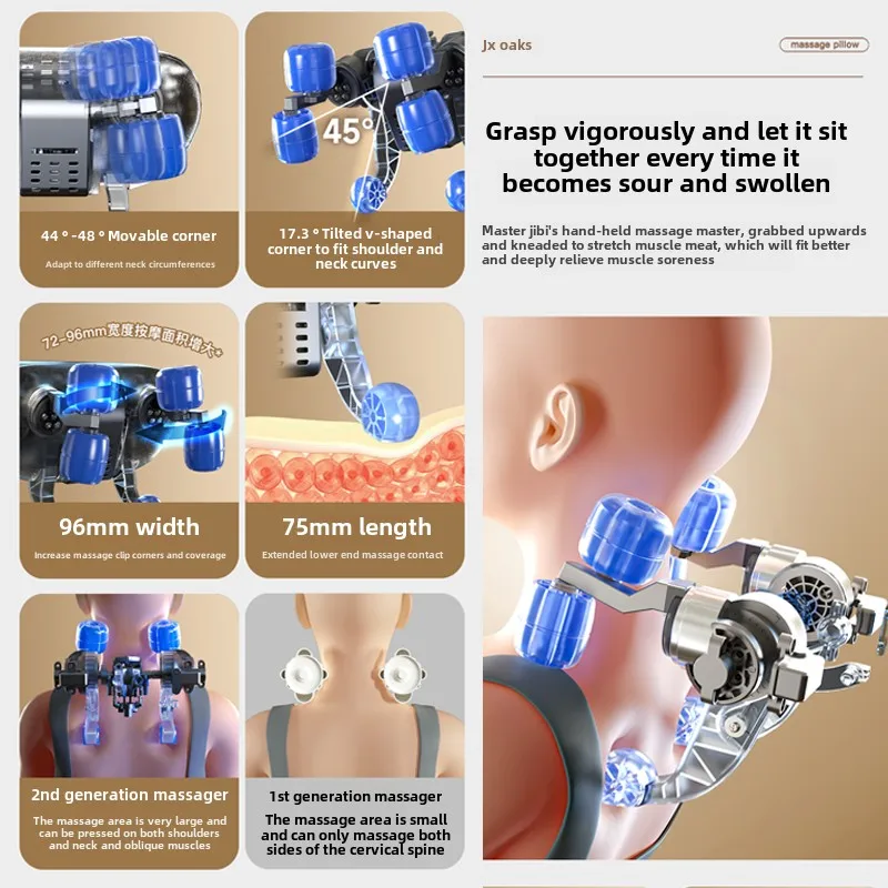 Shoulder Cervical Spine Hot Compress Massager Whole Body Automatic Kneading Back Waist Massage Cushion Multi-functional