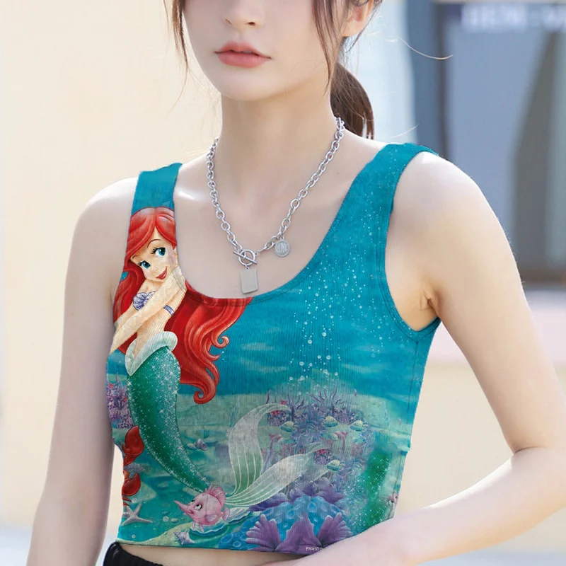 Top Per Donna Sirenetta Sexy Crop Top Con Spalle Scoperte 3D Tanke Top Donna Reggiseno Incorporato Camis Per Donna Senza Maniche Hot