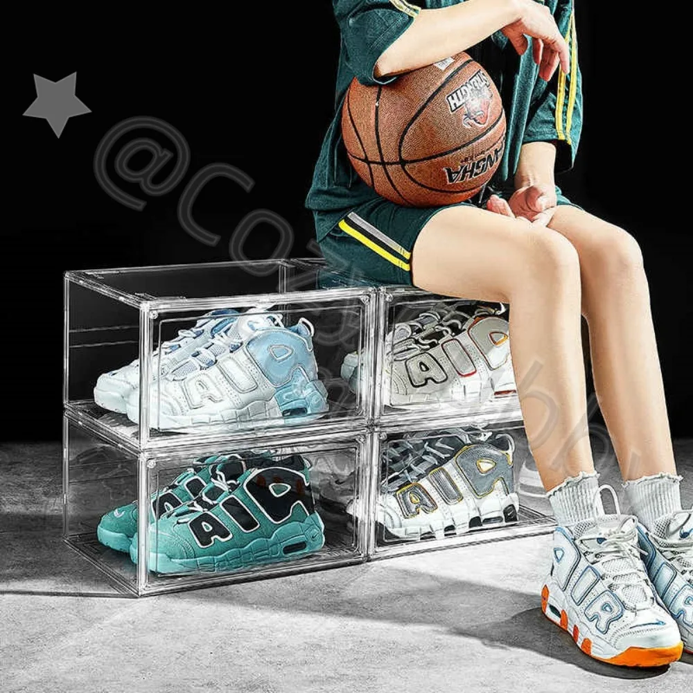 CC Shoe Box Transparent 6pcs/Set Household Thickened Stackable Dustproof Shoes Display Cabinet Organizer Simple Shoe Storage Box shoe cabinet shoe organizer