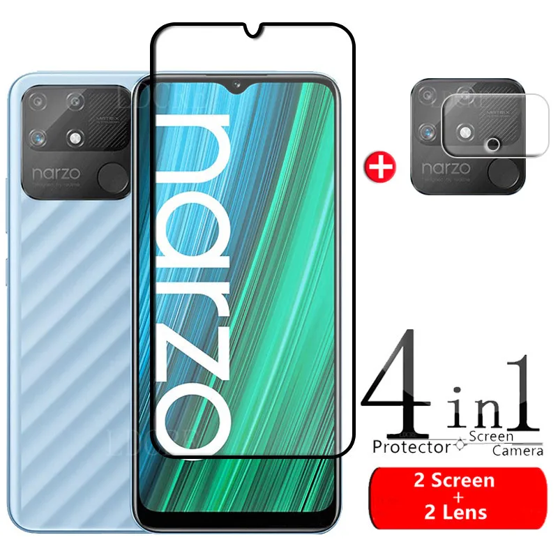 4-In-1 Per Oppo Realme Narzo 50A Glass Per Realme Narzo 50A Proteggi Schermo Intero In Vetro Temperato Per Realme Narzo 50A Lens Glass
