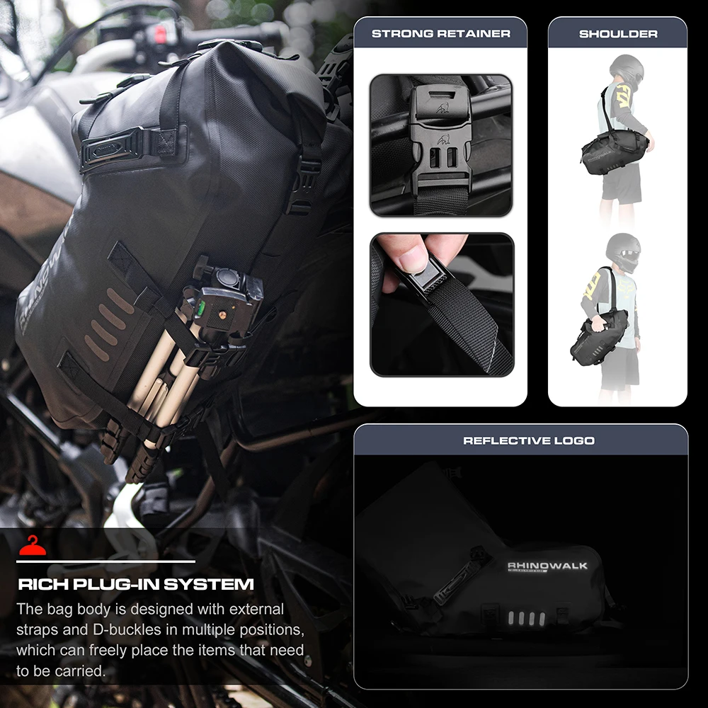 Rhinowalk 28L Motorcycle Bag 2Pcs Waterproof Motor Saddle Side Storage For Bag Universal Motorbike Travel Luggage Tail Suitcase