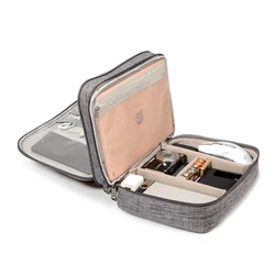 Travel Electronic Accessories Organizer Bag, Three - Layer Cable and Gadget Storage Case (Gray)