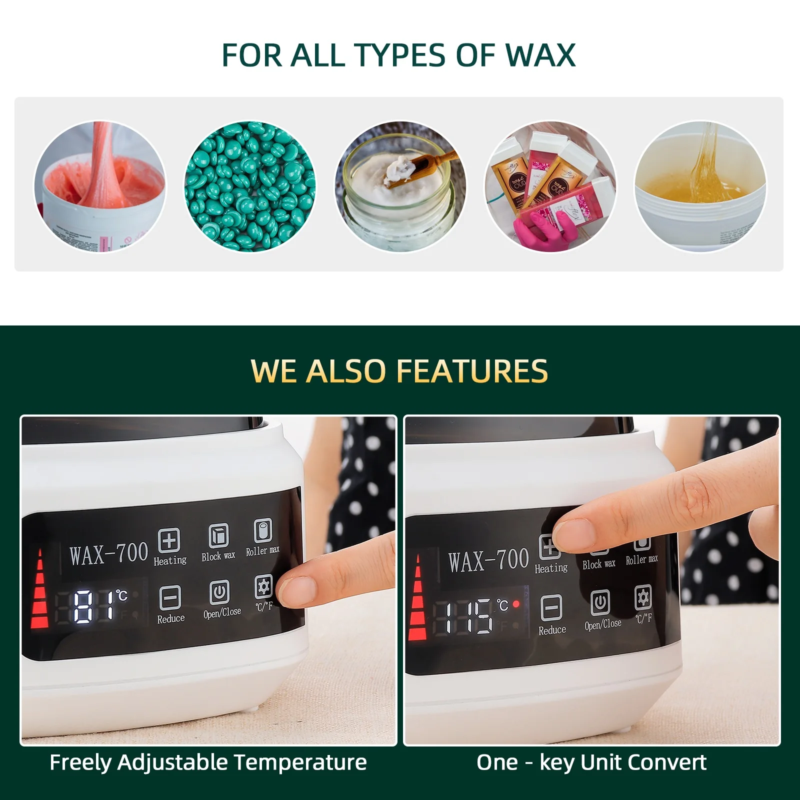 Wax Warmer for Hair Removal Depilatory Epilator Wax-melt Waxing Kit Paraffin Heater Wax Beans Bead Heating Machine 3