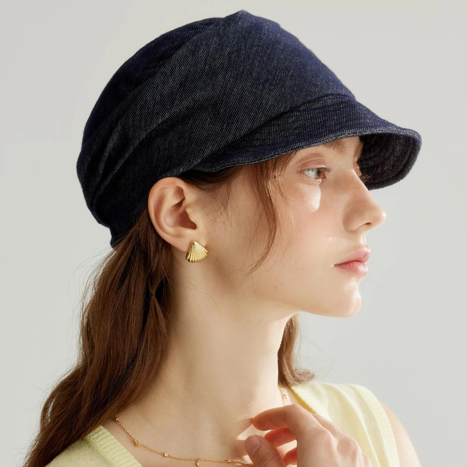 Versatile Cotton Equestrian Hat Octagon Hat for Women, Vintage Denim Newsboy Caps, Comfortable for Spring & Summer