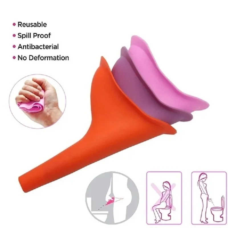 Soft Silicone Female Urinal Outdoor Travel Camping Women Girl Urinal For women Stand Up & Pee Lady Girl  Mobile Toilet