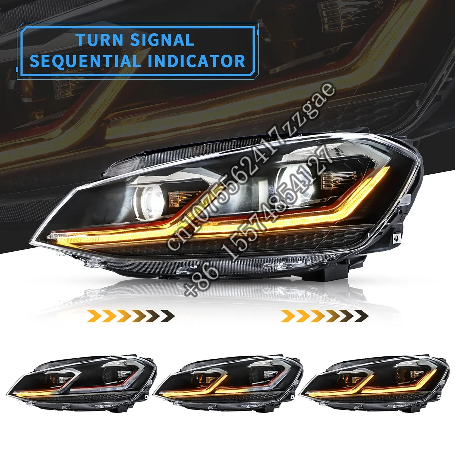 Fari A Led Vland Per Vw Golf 7 / Mk7 2014-2017 (Non Adatti Per Modelli Golf Gti E Golf R)