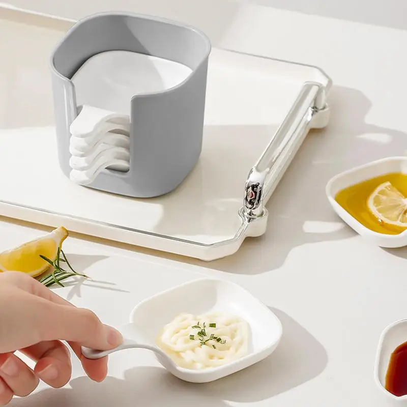 Dipping Sauce Dish Kitchen Dipping Sauce Holder With Handle 6pc Sauce Dish Bowls Portable Seasoning Sauce Tray For Picnic Family