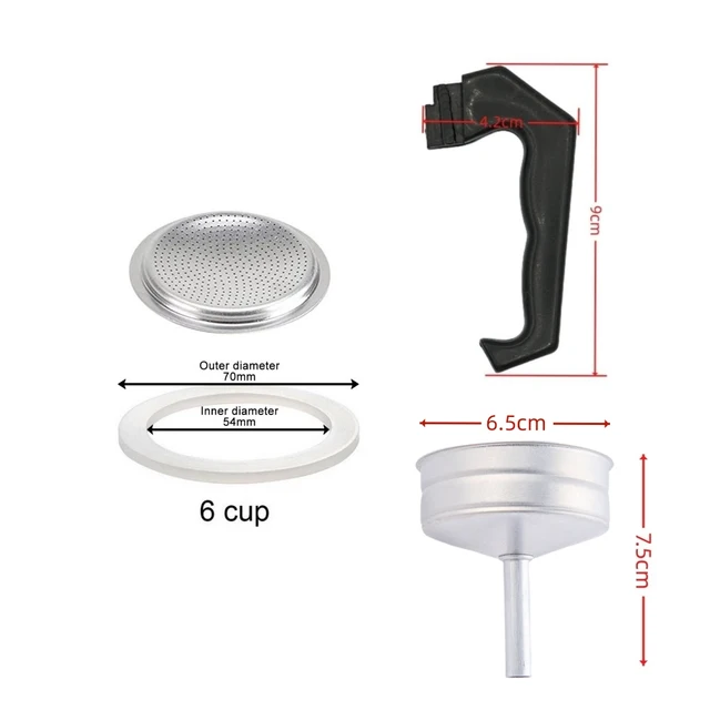 Set Ricambio Per Moka - Maniglia, Guarnizione, Imbuto E Filtro Per Caffettiera - Foto 7