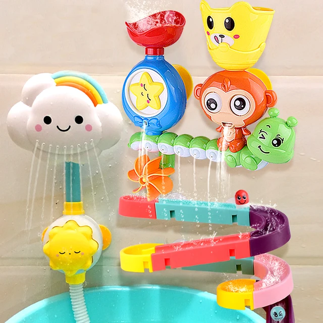 Baby Bath Toys Wall Suction Cup Marble Race Run Track Bathroom