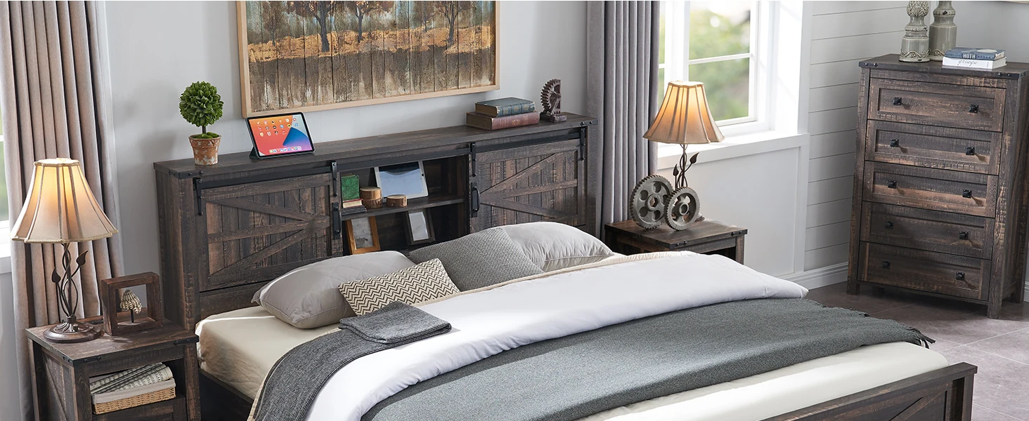 Bed frame with headboard