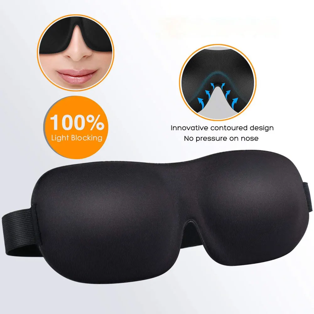 Tcare Breathable 3D Sleeping Eye Masks Cotton Padded Eyes Patch Light Blocking Use for School Home Office & Travel Beach Camping 5