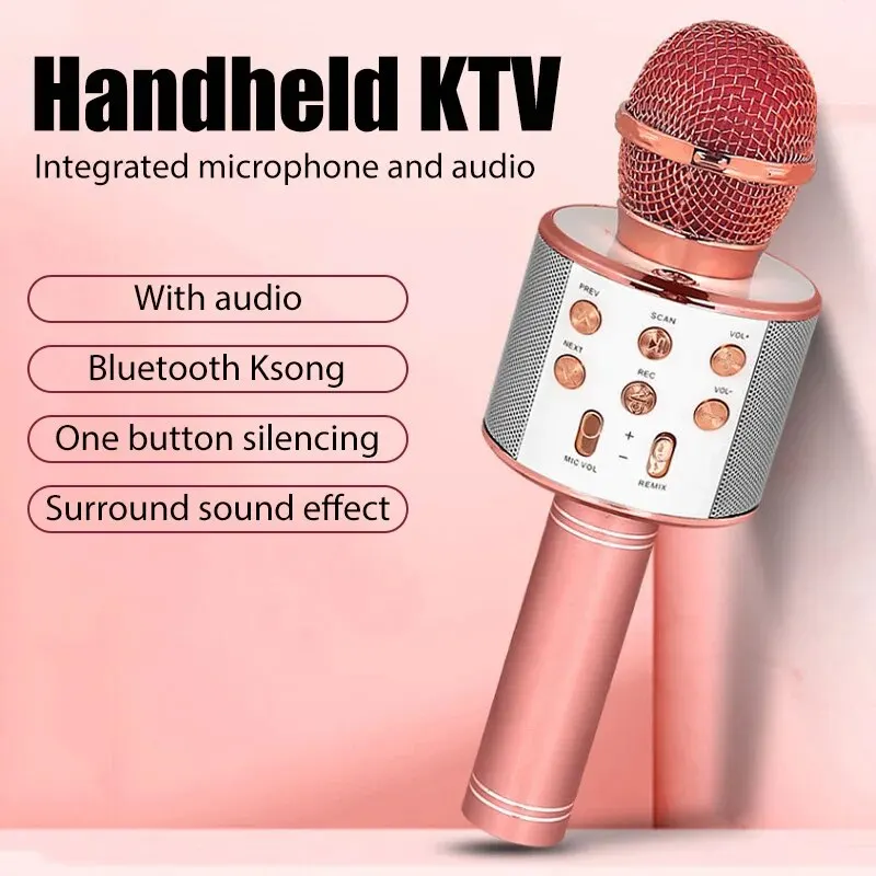 Ws858 Microfono Per Karaoke Wireless Portatile Professionale Microfono Per Altoparlante Usb Per Lettore Musicale Per Bambini Registratore Di Canto Ktv