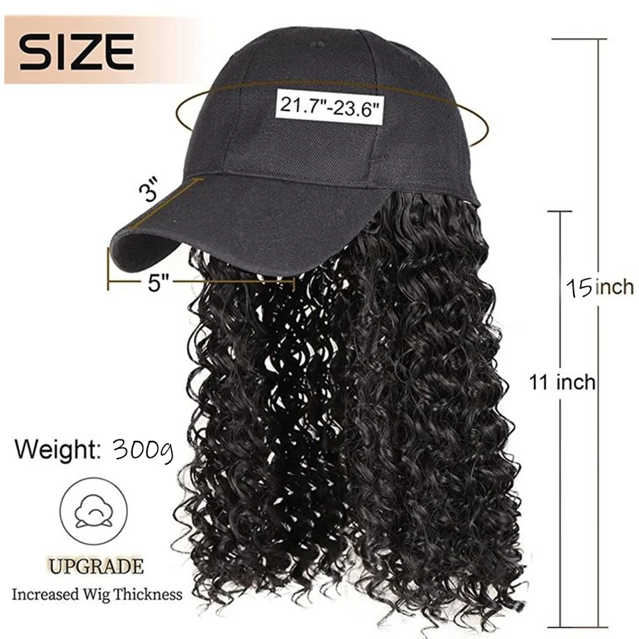 Synthetic Wig With Baseball Cap Wave Wavy Long Curly Hair Adjustable Cap Hair Extensions Natural Hairpiece For Women