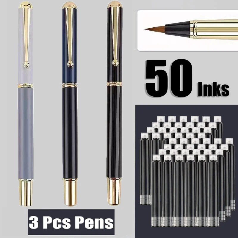 Fountain Pen Type Calligraphy Brushes Metal Office Supplies Small Regular Script Brush Stationery for Writing Calligraphy Pen calligraphy brush