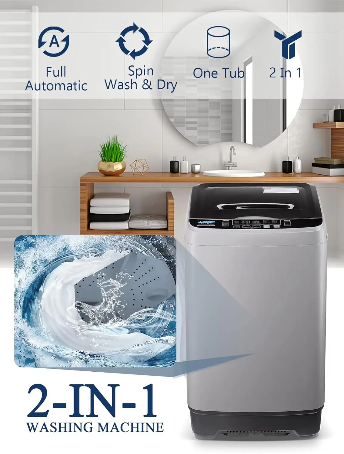 Portable Full Automatic Washing Machine with LED Display