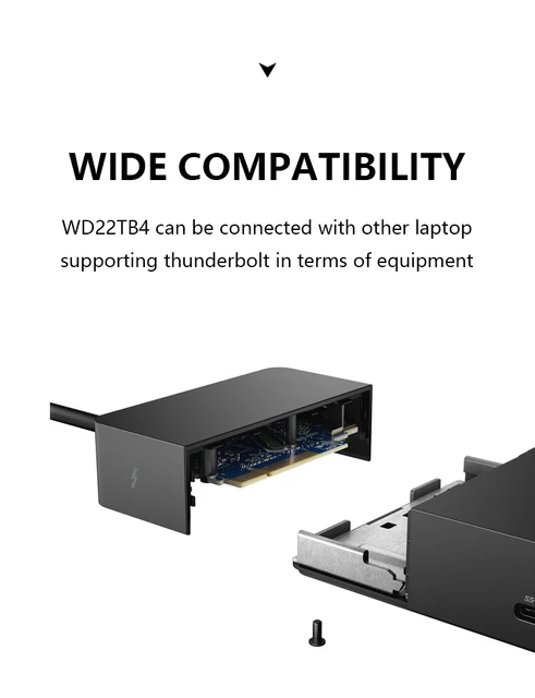 Dell WD22TB4 Thunderbolt Dock 4 Wired USB Type-C Black 180W Power 