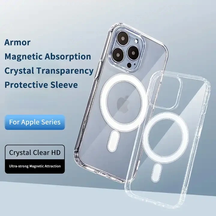 Transparent Wireless Charging Phone Case for iPhone 15 pro max TPU Magnetic Suction Cell for iPhone 12 Mini 13 14 X Xs XR Case phone case iphone case magnetic wireless charging case phone protector cover magnetic case magsafe case