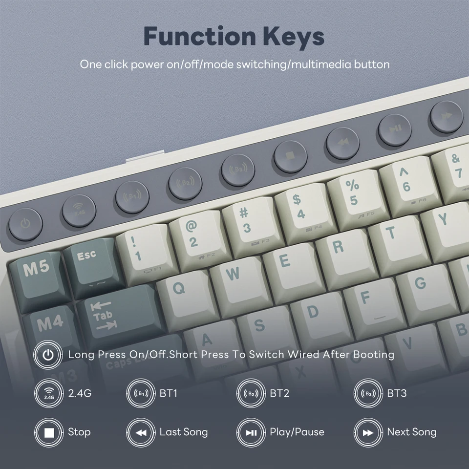 RK M70 メカニカルキーボード 本体 Amazon.com: RK ROYAL KLUDGE M70 Wireless Mechanical Keyboard