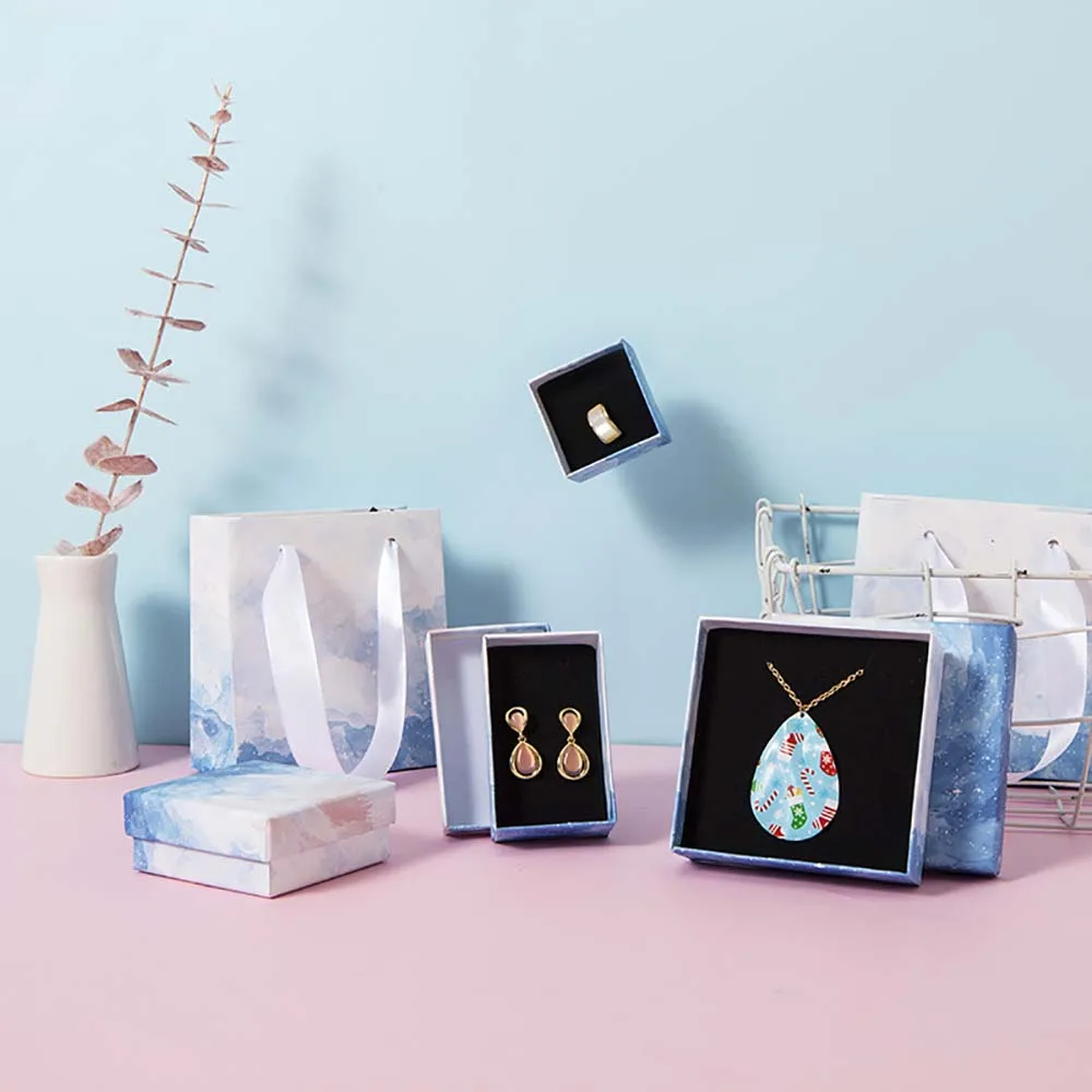 24-Pack Bulk Clouds Cardboard Jewelry Packaging Gift Boxes Travel Necklace Bracelet Ring Earring Organizer Storge Small Box Case