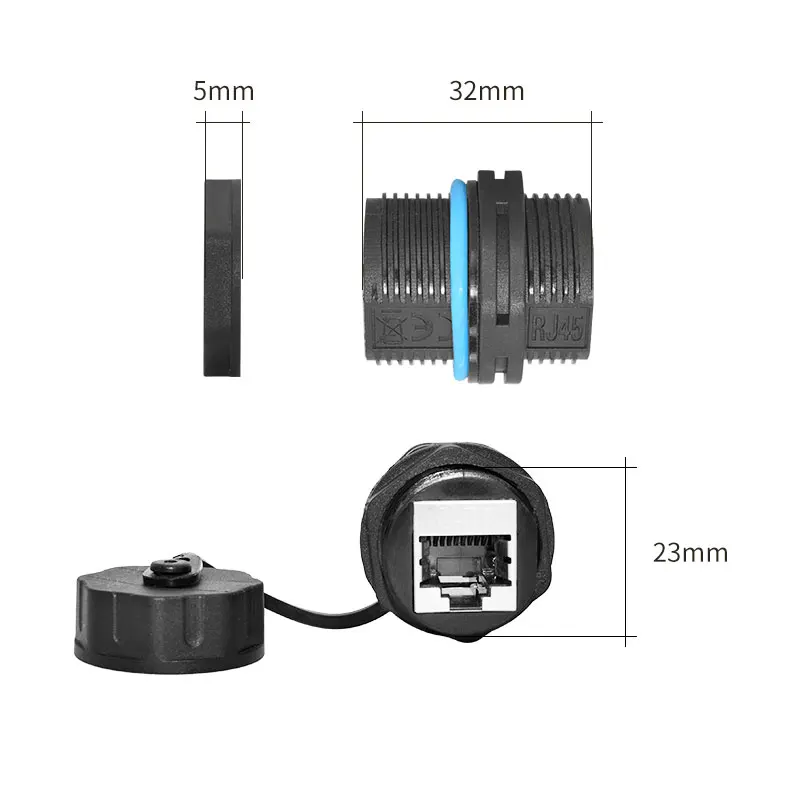 Фото Сетевой панельный соединитель YXY RJ45, IP68 Ethernet, двойной размер M20/M23 CAT5E/CAT6/CAT6A, водонепроницаемый наружный проводной соединитель №3