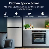 3.2Cu.Ft Mini Fridge with Freezer, 2 Door Compact Refrigerator, Small Fridge with 7 Level Thermostat LED Light, Small Refrigerat 2