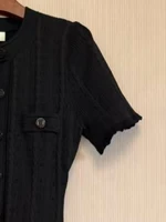 Popular Elegant New Solid Color Round Neck Dress Short Sleeved Long Knitted Dress for Women - Image 3