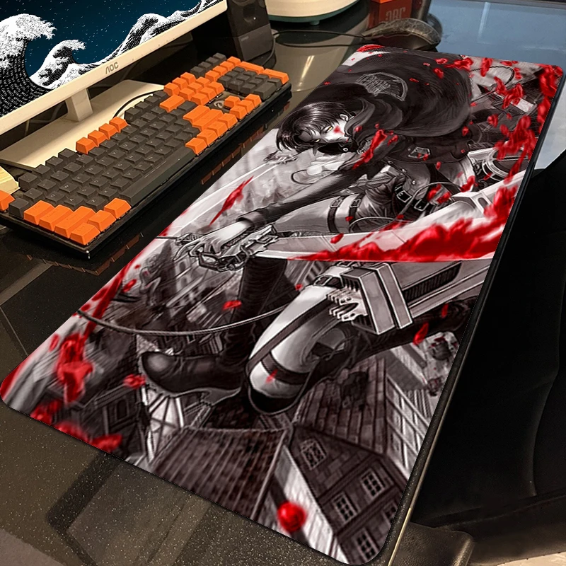 

Gaming Accessories Keyboard Large Rubber Desk Mat Attack On Titan Mouse Pad Anime Computer Carpet Pc Gamer Non-slip Mousepad Xxl