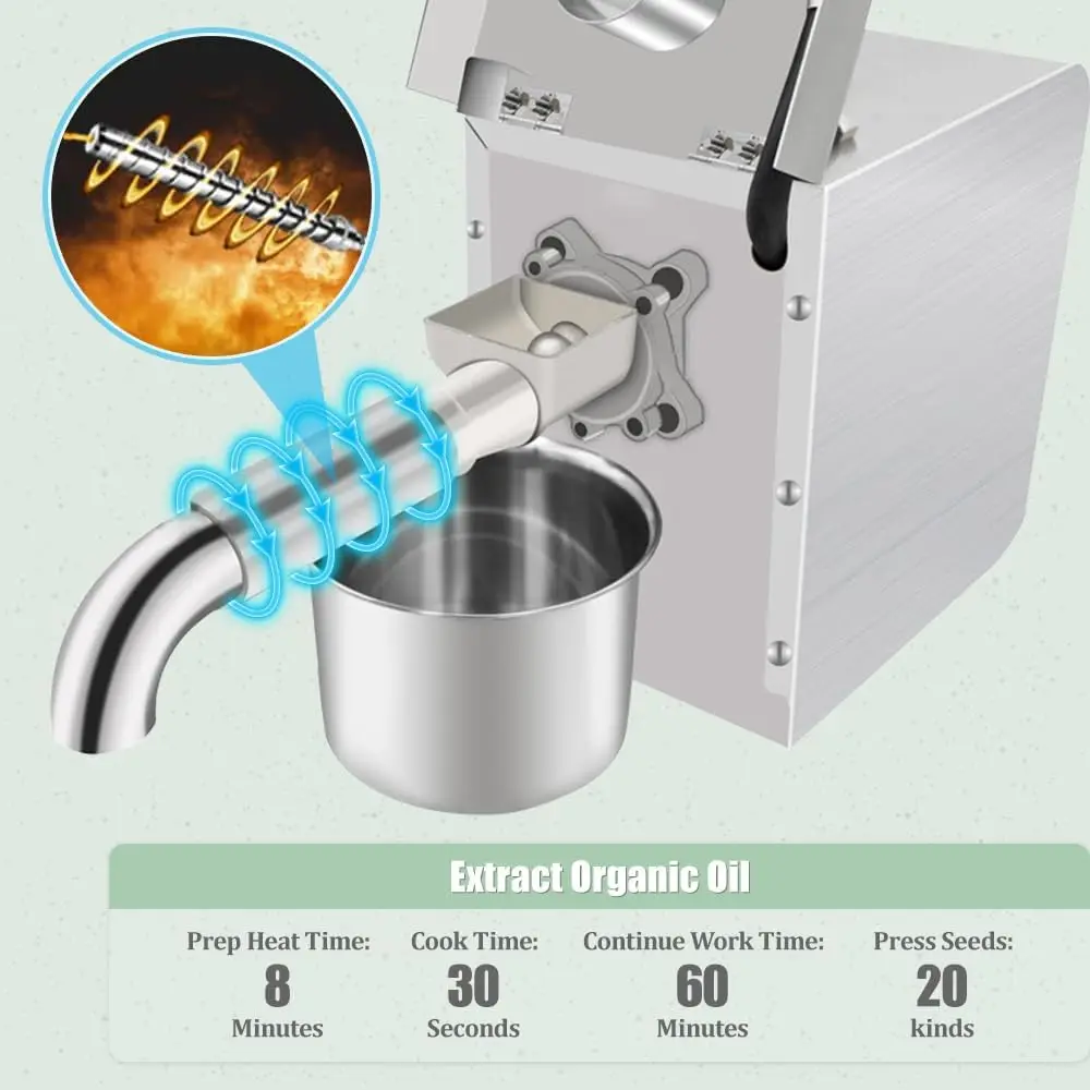 Kitchen Oil Press Machine Electric Automatic Oil Press Extractor Organic Oil Expeller for Avocado Coconut Flax Peanut Castor 3
