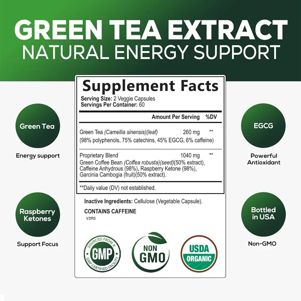 Green Tea Extract Ptvse Premium Green Tea Extract Supports energy levels cleanses and detoxifies the intestines boosts metabolism Fat Burner