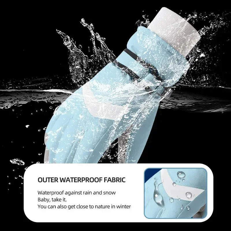 Kids's Warm Windproof Cold Gloves Children Winter Thickened Padded Ski Gloves Boys and girls warm non-slip Mittens