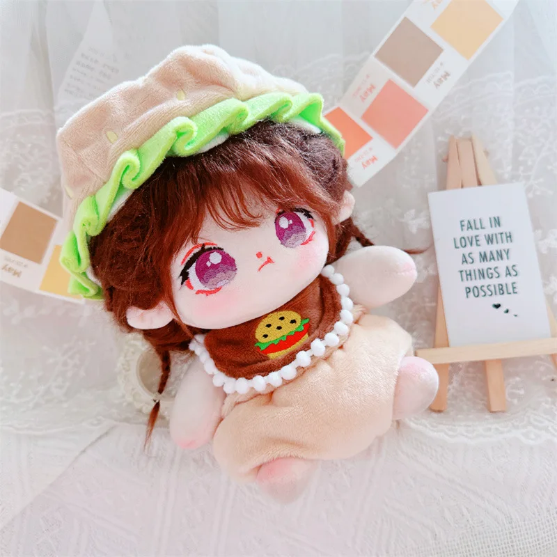 

20cm Baby Doll Clothes Hamburger Dress Up Outfit Plush Stuffed Toy Doll Accessories EXO Idol Doll Changing Dressing Game Toys