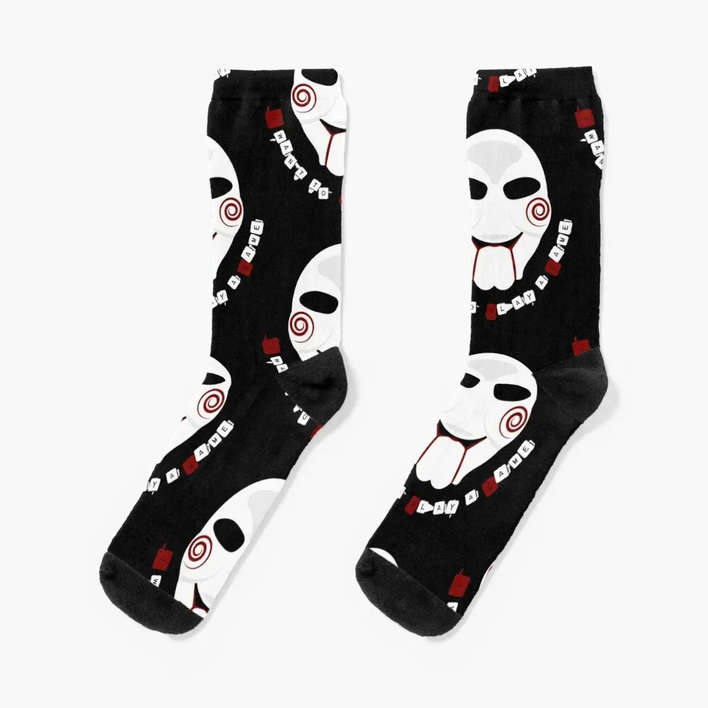 

Jigsaw - Billy - I want to play a game Socks funny gift men cotton high quality Socks For Women Men's