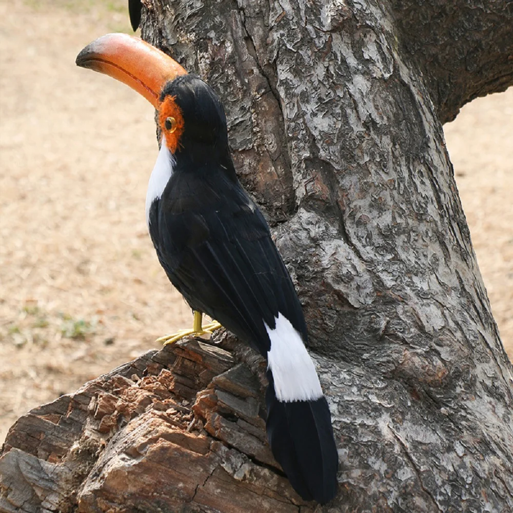 simulation black bird model foam&feather real life Toucan toy gift about 45cm about 30cm wood pecker bird real life toy foam