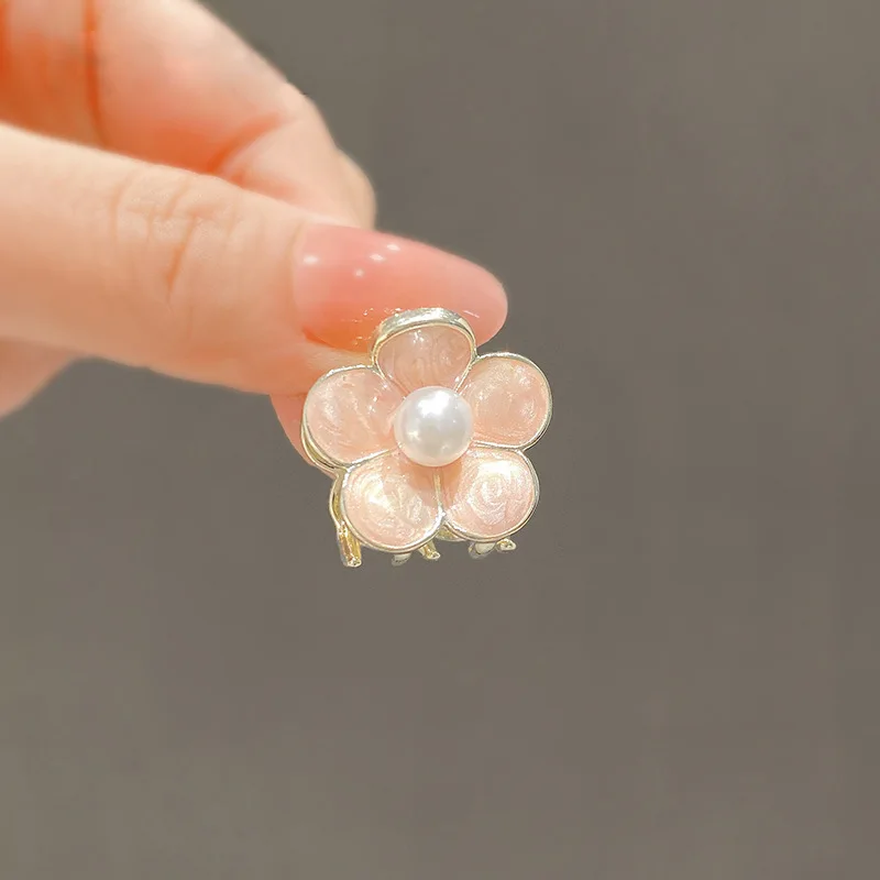

Pink Cream Cherry Blossom Hairpin Girl's Forehead Bangs Small Flower Hairclip Shark Clip Japanese Hair Accessories