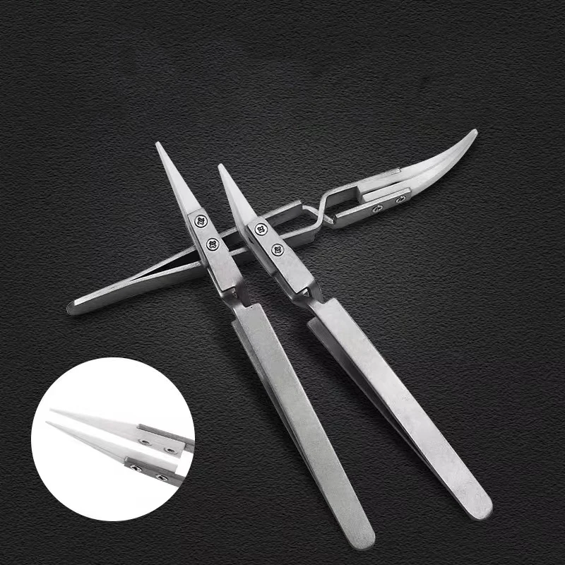 

Straight Aimed Ceramic Tweezers for Electronics Soldering with Stainless Steel Handle Black Tweezers Hand Tool Precision Tweezer