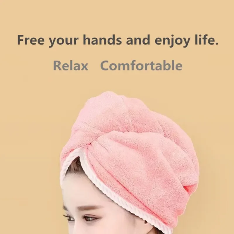 Double Thick Dry Hair Towel Double Sides Use Dry Hair Cap Multi-color Strong Absorbent Rippled Edge Thick Quick Drying Bath Hat Best Sellers In Beauty & Health