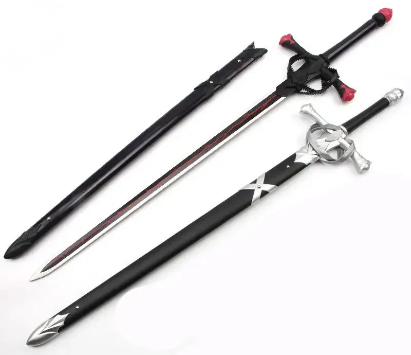 

[Funny] 115cm Cosplay Fate Stay Night Saber Arthur Pendragon Black White Excalibur Sword weapon wooden Sword Anime Costume party