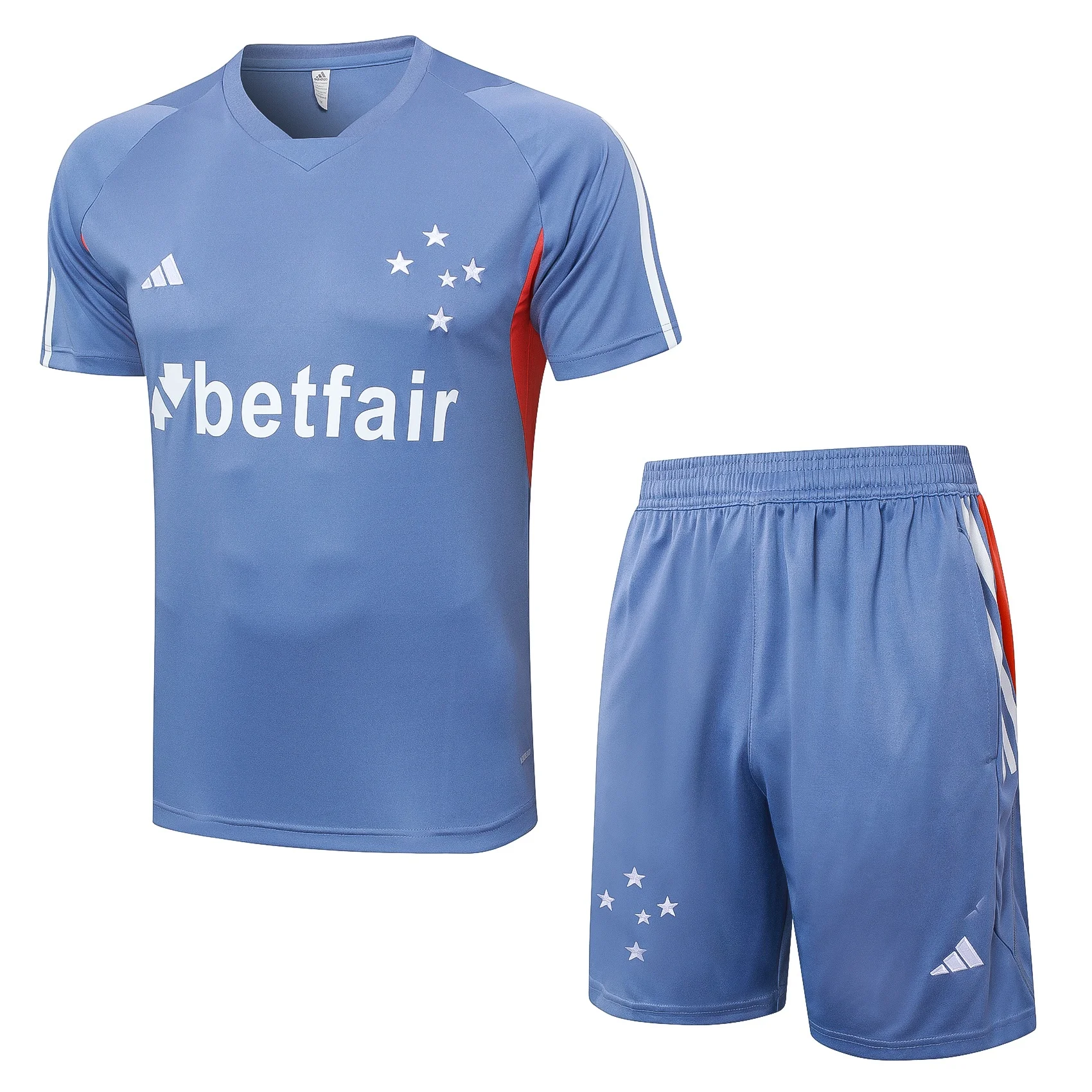 Adidas Soccer Jerseys Men Short-sleeved Above-the-knee Shorts Versatile Lightweight Training Suit Blue
