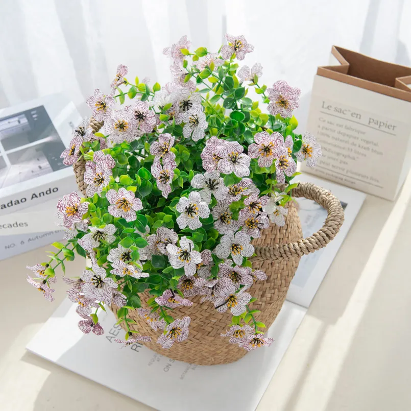 Künstliche Plastik kirsch blumen Seide Gänseblümchen Weihnachts dekoration Vase für Hausgarten Party Hochzeit gefälschte Eukalyptus pflanzen – Detail 1